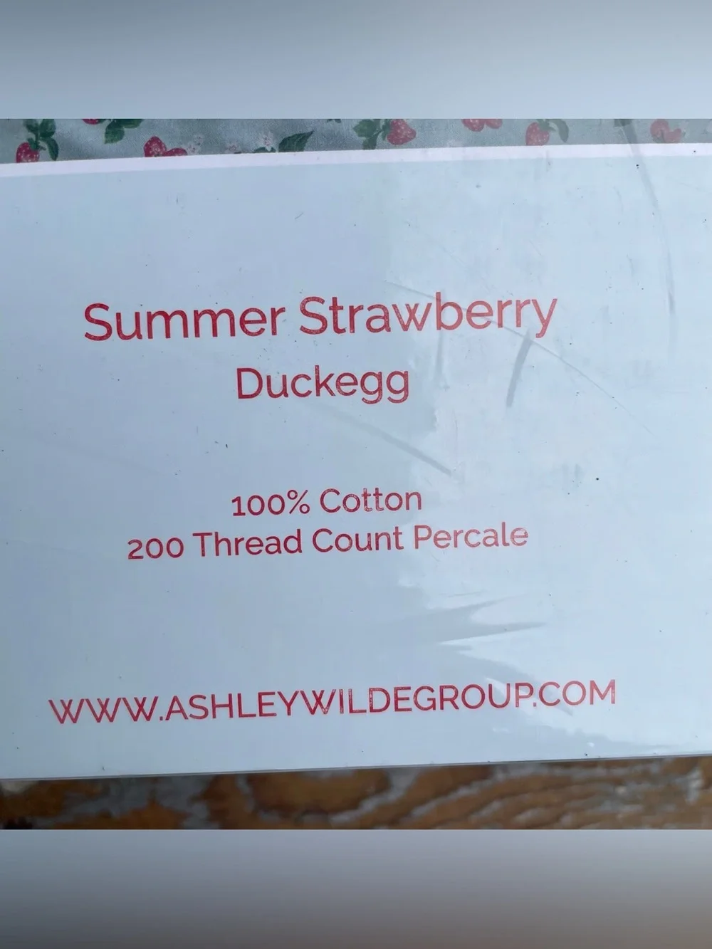 Cath Kidston Strawberry Duckegg Cotton Bedding - Pink & Green on Duck Egg